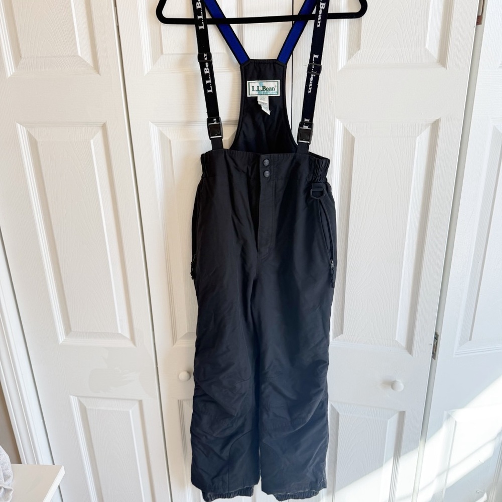 VTG 90s LL Bean Black Fleece Spellout One Piece Bib Ski Snow Suit Womens Small